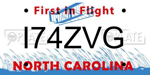 I74ZVG North Carolina License Plate