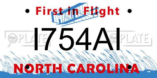 I754AI North Carolina License Plate