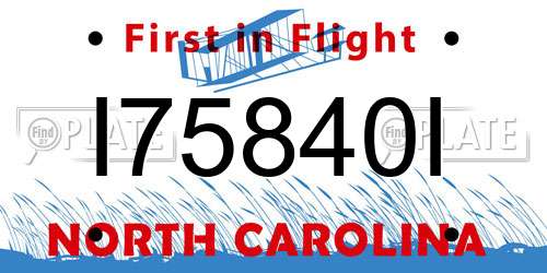 I75840I North Carolina License Plate