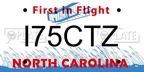 I75CTZ North Carolina License Plate