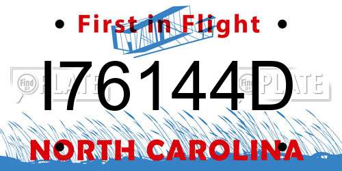 I76144D North Carolina License Plate