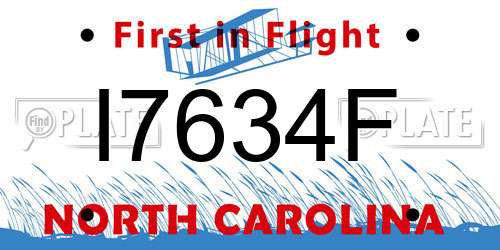 I7634F North Carolina License Plate