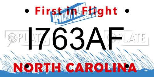 I763AF North Carolina License Plate