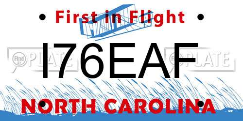 I76EAF North Carolina License Plate