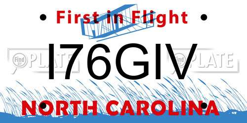 I76GIV North Carolina License Plate