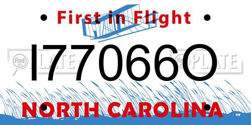 I77066O North Carolina License Plate