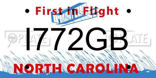 I772GB North Carolina License Plate