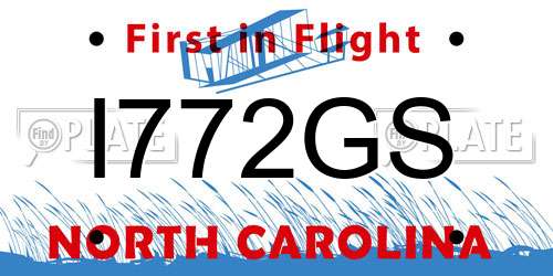I772GS North Carolina License Plate