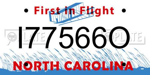 I77566O North Carolina License Plate