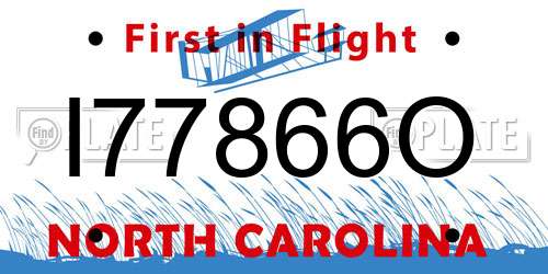 I77866O North Carolina License Plate