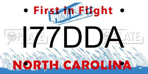 I77DDA North Carolina License Plate