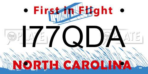 I77QDA North Carolina License Plate