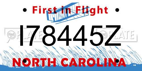 I78445Z North Carolina License Plate