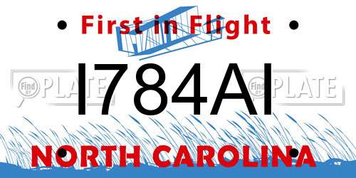 I784AI North Carolina License Plate