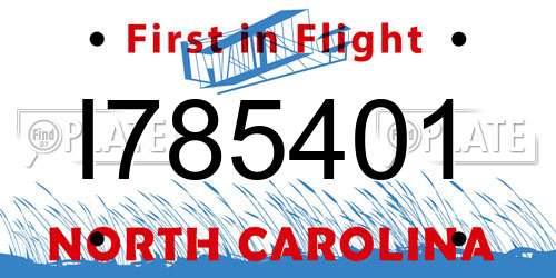 I785401 North Carolina License Plate