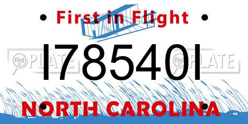 I78540I North Carolina License Plate