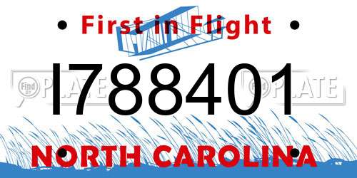 I788401 North Carolina License Plate