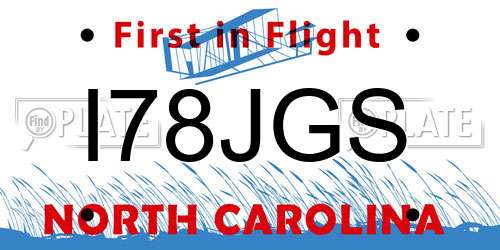 I78JGS North Carolina License Plate