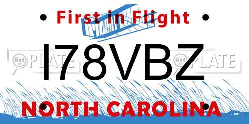 I78VBZ North Carolina License Plate