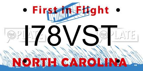 I78VST North Carolina License Plate