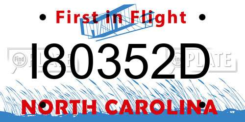 I80352D North Carolina License Plate
