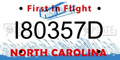 I80357D North Carolina License Plate