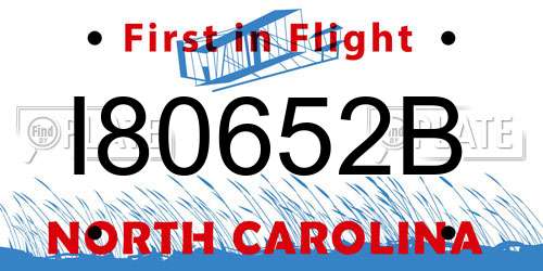 I80652B North Carolina License Plate