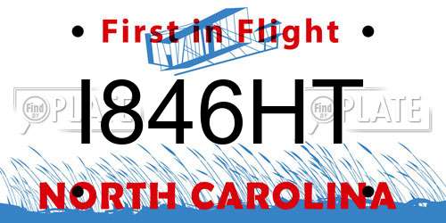 I846HT North Carolina License Plate