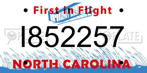 I852257 North Carolina License Plate