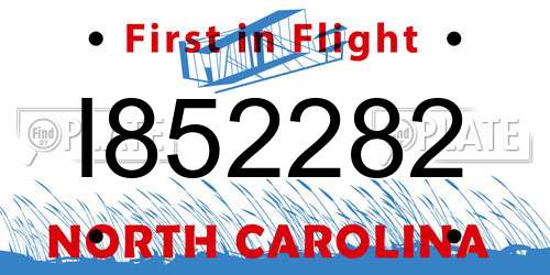 I852282 North Carolina License Plate