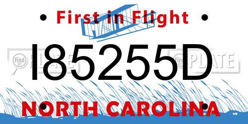 I85255D North Carolina License Plate