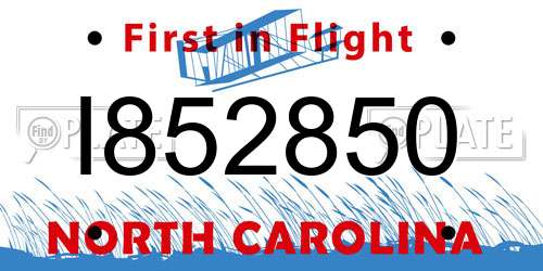 I852850 North Carolina License Plate
