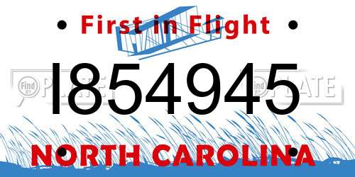 I854945 North Carolina License Plate