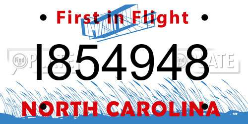 I854948 North Carolina License Plate