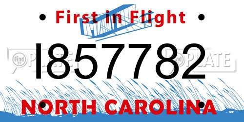 I857782 North Carolina License Plate
