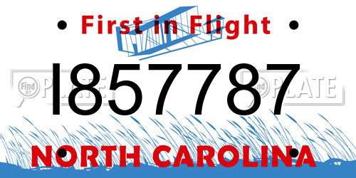 I857787 North Carolina License Plate