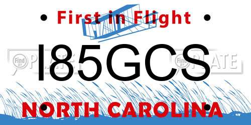 I85GCS North Carolina License Plate
