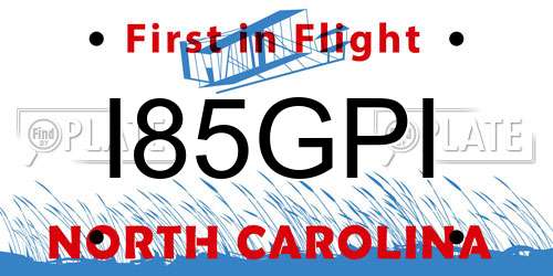 I85GPI North Carolina License Plate