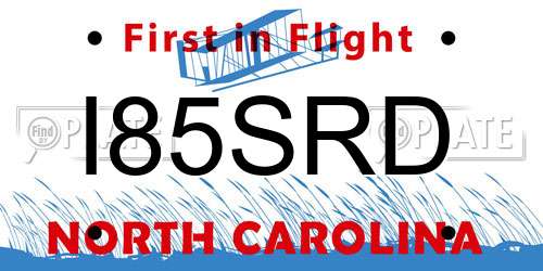 I85SRD North Carolina License Plate