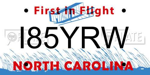I85YRW North Carolina License Plate