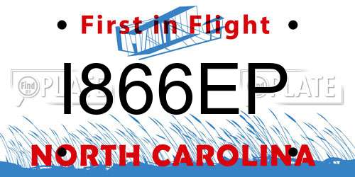 I866EP North Carolina License Plate