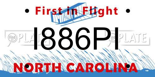 I886PI North Carolina License Plate