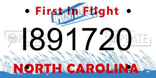 I891720 North Carolina License Plate