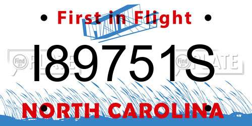 I89751S North Carolina License Plate