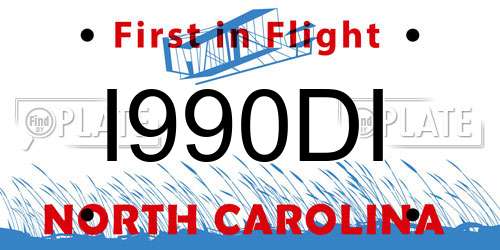 I990DI North Carolina License Plate