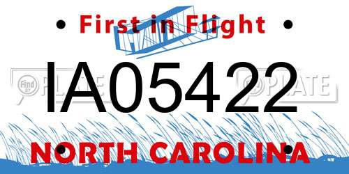 IA05422 North Carolina License Plate