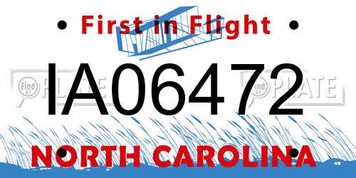 IA06472 North Carolina License Plate