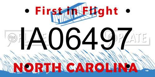 IA06497 North Carolina License Plate