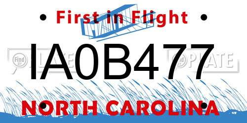 IA0B477 North Carolina License Plate