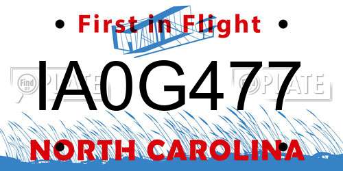 IA0G477 North Carolina License Plate